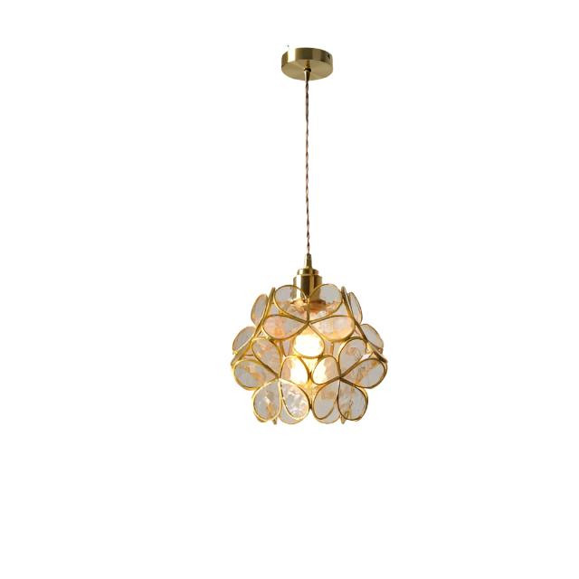 Pendant Light Glass Floral 8.7 in Warm LED Bedroom Kitchen Hanging Ceiling Lamp Adjustable Cord Modern Nordic Style | Thomler