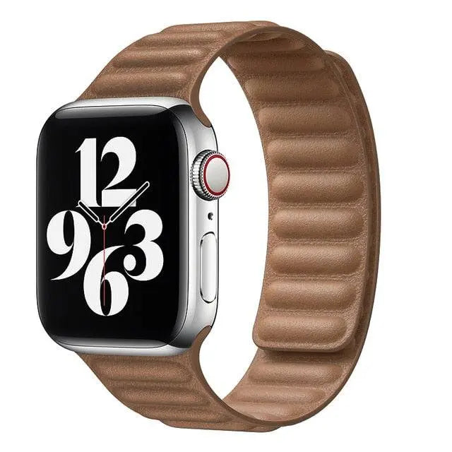 Leather Magnetic Loop Strap for Smart Watch – Adjustable Classic Band with Metal Clasp – Fits 38mm to 49mm Case Sizes | Thomler