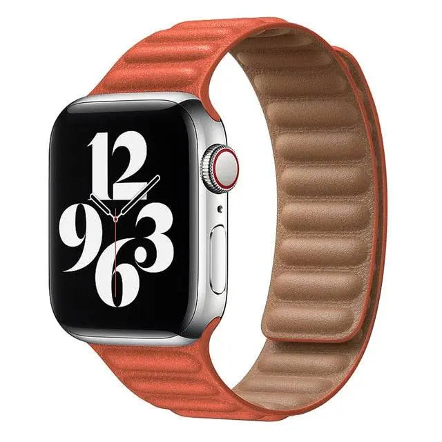 Leather Magnetic Loop Strap for Smart Watch – Adjustable Classic Band with Metal Clasp – Fits 38mm to 49mm Case Sizes | Thomler