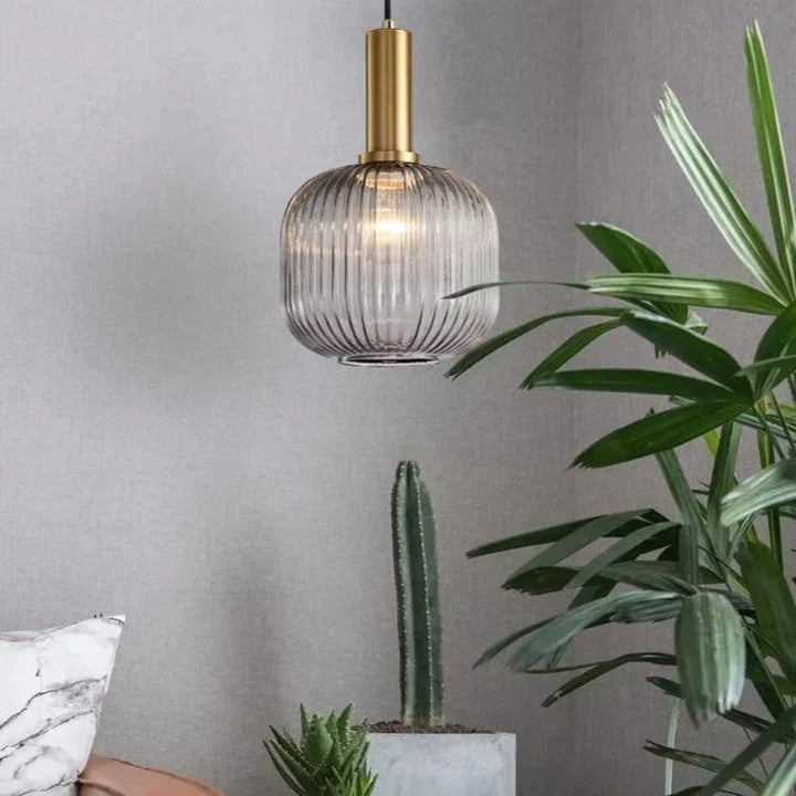 Pendant Light Glass E27 Ø30.0 cm Champagne Dining Room Kitchen Island Hanging Ceiling Lamp Retro Nordic Vintage | Thomler