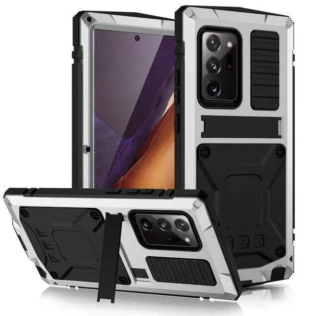Heavy-Duty Aluminum Phone Case for Galaxy Note 20 & Note 20 Ultra – Tempered Glass Screen Guard, Built-In Kickstand, Scratch-Resistant | Thomler