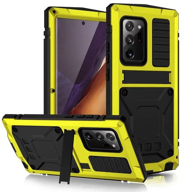 Heavy-Duty Aluminum Phone Case for Galaxy Note 20 & Note 20 Ultra – Tempered Glass Screen Guard, Built-In Kickstand, Scratch-Resistant | Thomler