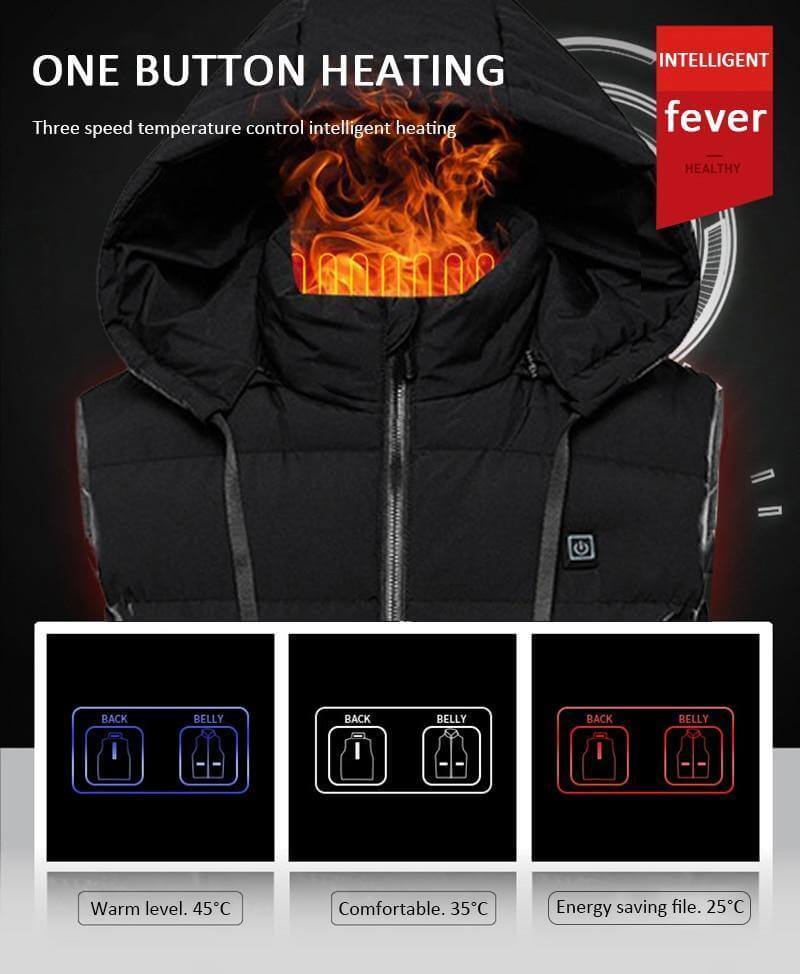 Heated Hooded Vest with USB Power Bank Pocket – Waterproof Electric Warming Jacket for Men & Women | Thomler