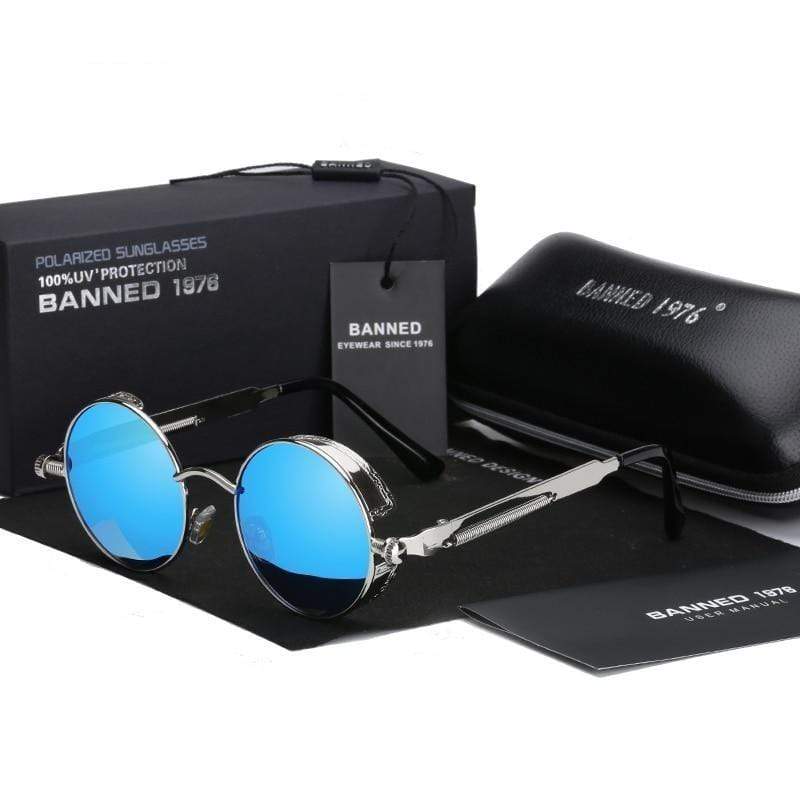 Round Polarized Steampunk Sunglasses for Men with UV400 Protection & Metal Frame | Retro Circle Shades with HD Lenses | Thomler