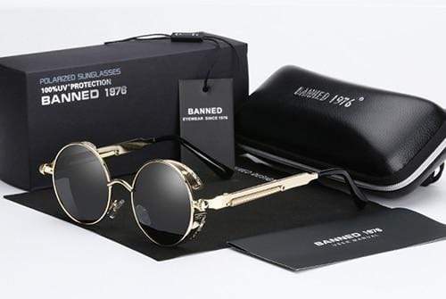 Round Polarized Steampunk Sunglasses for Men with UV400 Protection & Metal Frame | Retro Circle Shades with HD Lenses | Thomler
