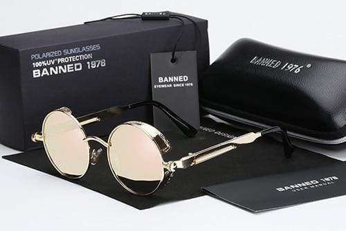 Round Polarized Steampunk Sunglasses for Men with UV400 Protection & Metal Frame | Retro Circle Shades with HD Lenses | Thomler