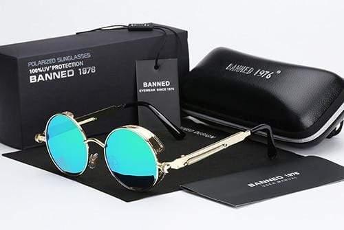 Round Polarized Steampunk Sunglasses for Men with UV400 Protection & Metal Frame | Retro Circle Shades with HD Lenses | Thomler