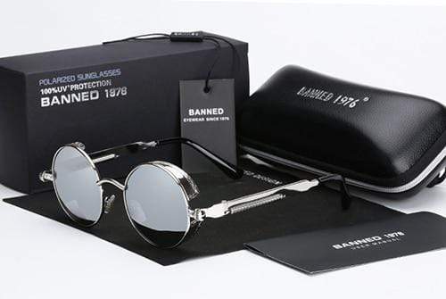 Round Polarized Steampunk Sunglasses for Men with UV400 Protection & Metal Frame | Retro Circle Shades with HD Lenses | Thomler