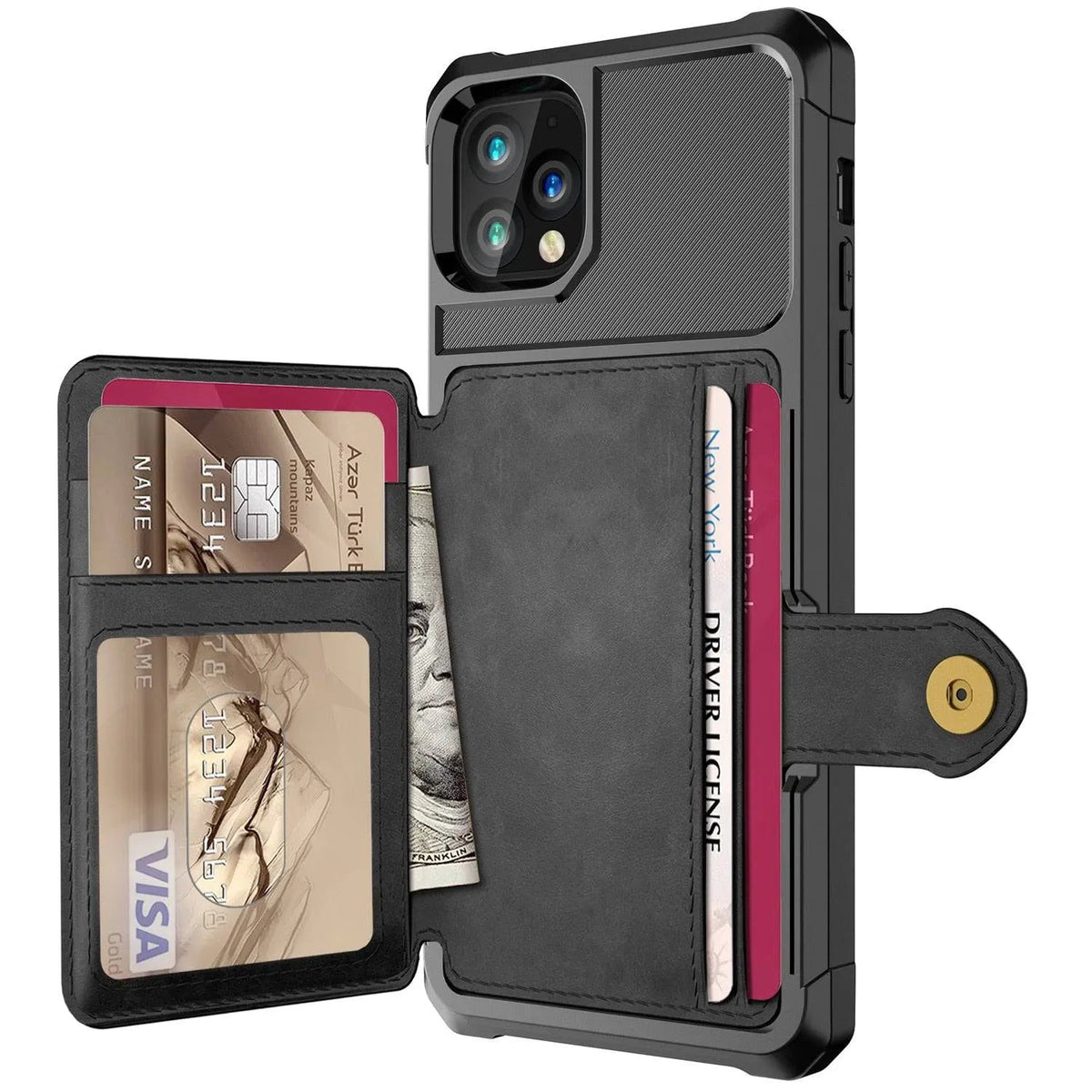 Folio Card Wallet Case with Leather-Look Texture for iPhone 12 Series – Fitted Edge Protection, Raised Camera Guard, Precise Button and | Thomler