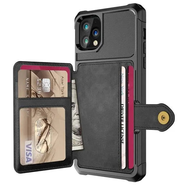 Folio Card Wallet Case with Leather-Look Texture for iPhone 12 Series – Fitted Edge Protection, Raised Camera Guard, Precise Button and | Thomler