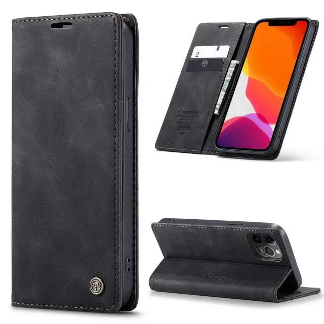 iPhone 12 Leather Wallet Phone Case with Card Slots – Fitted Protection for 12 Mini, Pro & Pro Max – Raised Edge Design for Camera & | Thomler