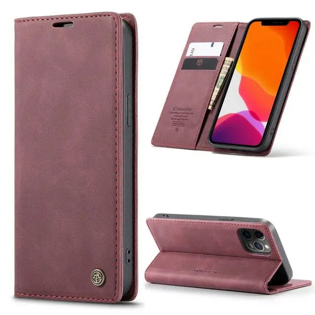 iPhone 12 Leather Wallet Phone Case with Card Slots – Fitted Protection for 12 Mini, Pro & Pro Max – Raised Edge Design for Camera & | Thomler