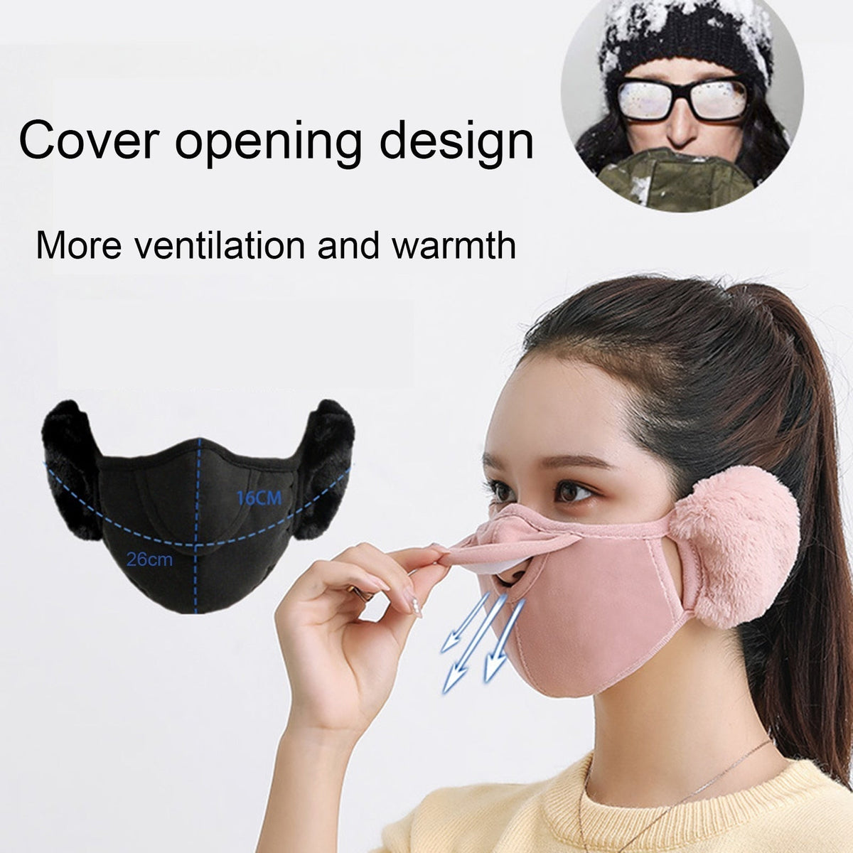 Fleece Ear Warmer Headband with Face Guard - Winter Neck Gaiter for Outdoor Sports & Cold Weather Protection | Thomler