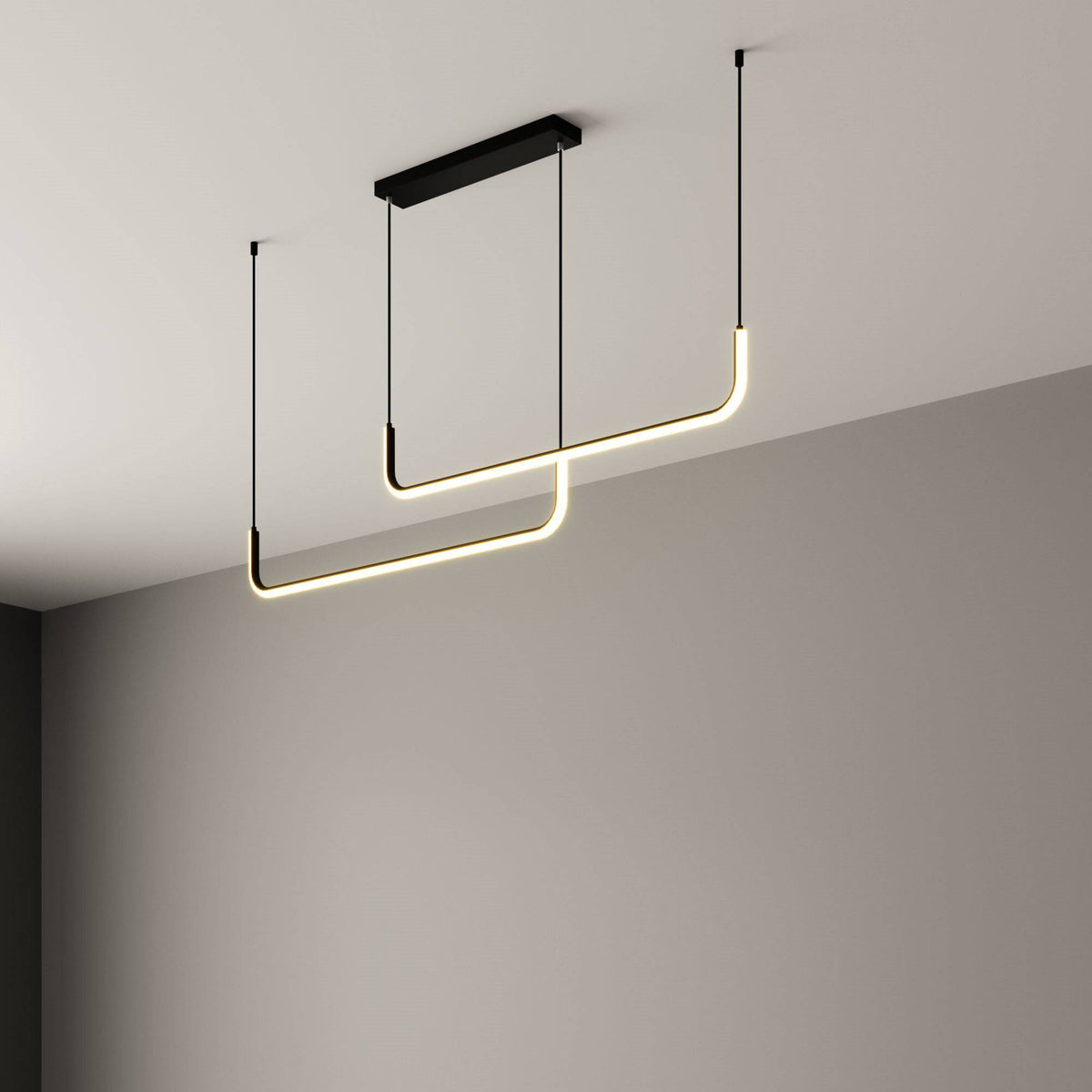 Modern Linear LED Pendant Light | Dimmable Aluminum Hanging Fixture for Dining Room, Kitchen Island & Office | Adjustable Brightness | Thomler