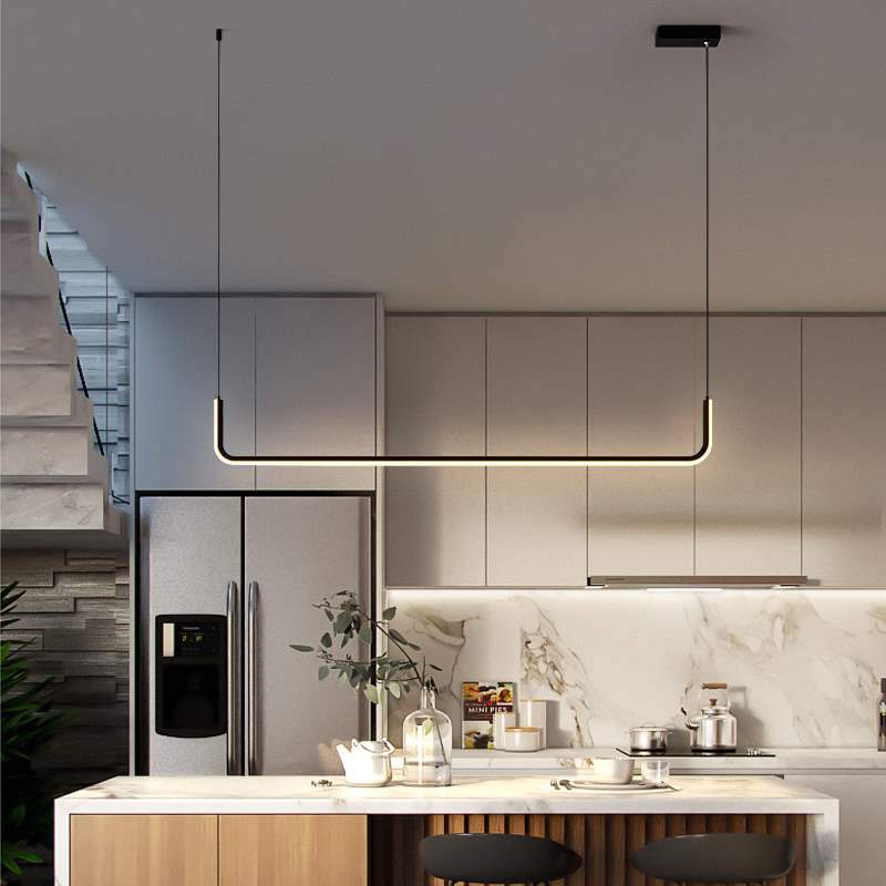 Modern Linear LED Pendant Light | Dimmable Aluminum Hanging Fixture for Dining Room, Kitchen Island & Office | Adjustable Brightness | Thomler