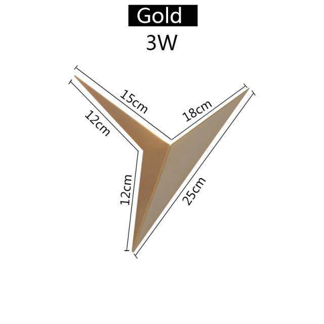 Wall Lamp Metal 25.0 cm Black LED 3W Geometric Bedroom Living Room Accent Lighting Modern Triangle Light Fixture | Thomler