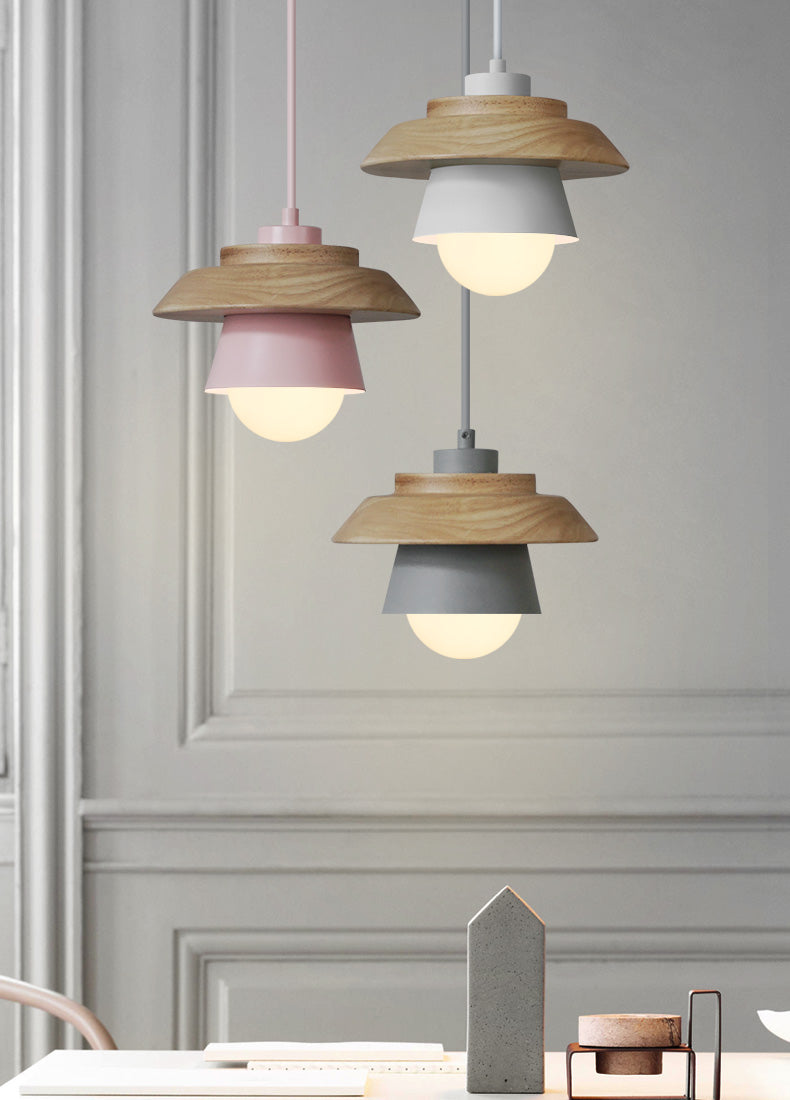 Modern Wood Pendant Light with Adjustable Cable in 5 Colors for Dining Room, Kitchen, Bedroom | Thomler