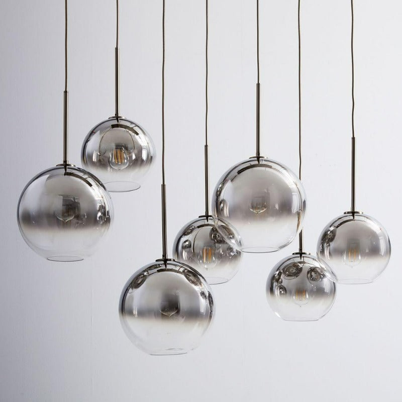 Glass Globe Pendant Light | Single Bulb Hanging Fixture with Brass & Metal Finish | Adjustable Cord Height | 8-12 Inch Diameter | E26 | Thomler