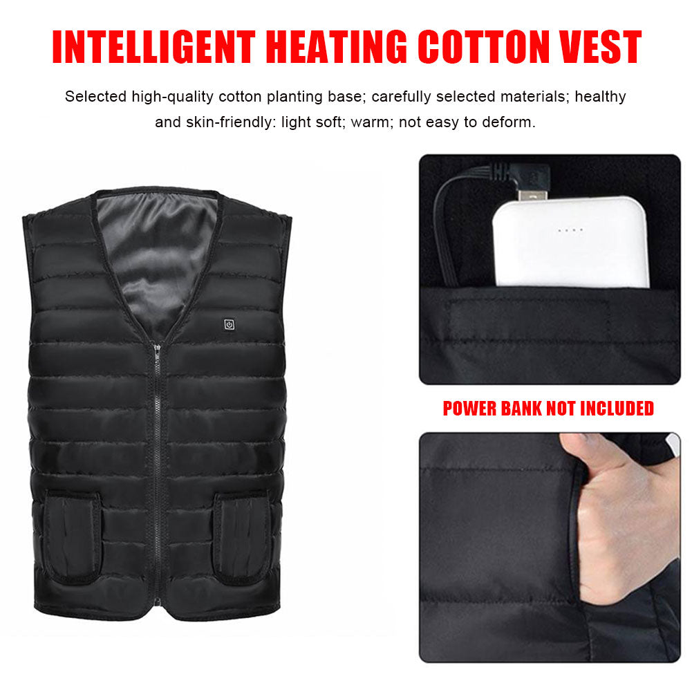 Battery-Powered Heated Vest with 5 Warming Zones & Adjustable Heat – USB Carbon Fiber Heating for Outdoor Winter Activities | Thomler