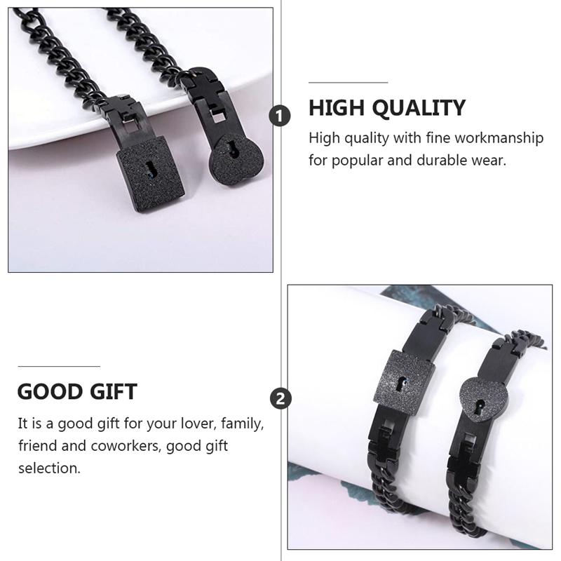 Couples Lock & Key Bracelet Set in Stainless Steel for Him & Her | Matching Jewelry Gift for Boyfriend Girlfriend Anniversary Valentine's Da | Thomler