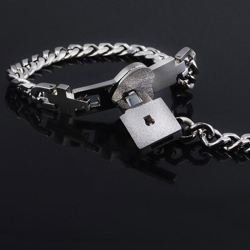 Couples Lock & Key Bracelet Set in Stainless Steel for Him & Her | Matching Jewelry Gift for Boyfriend Girlfriend Anniversary Valentine's Da | Thomler