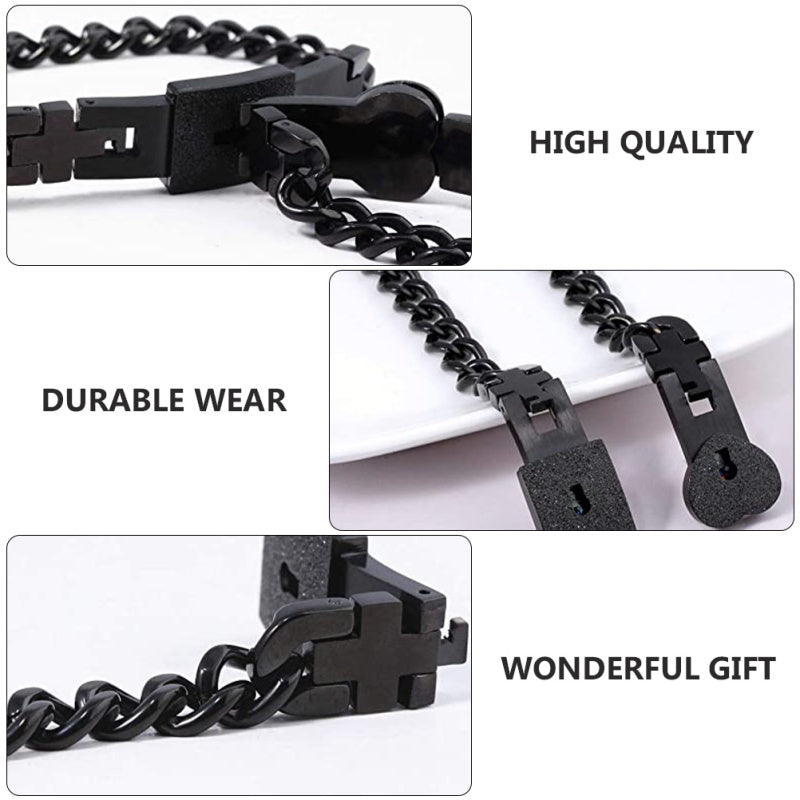 Couples Lock & Key Bracelet Set in Stainless Steel for Him & Her | Matching Jewelry Gift for Boyfriend Girlfriend Anniversary Valentine's Da | Thomler