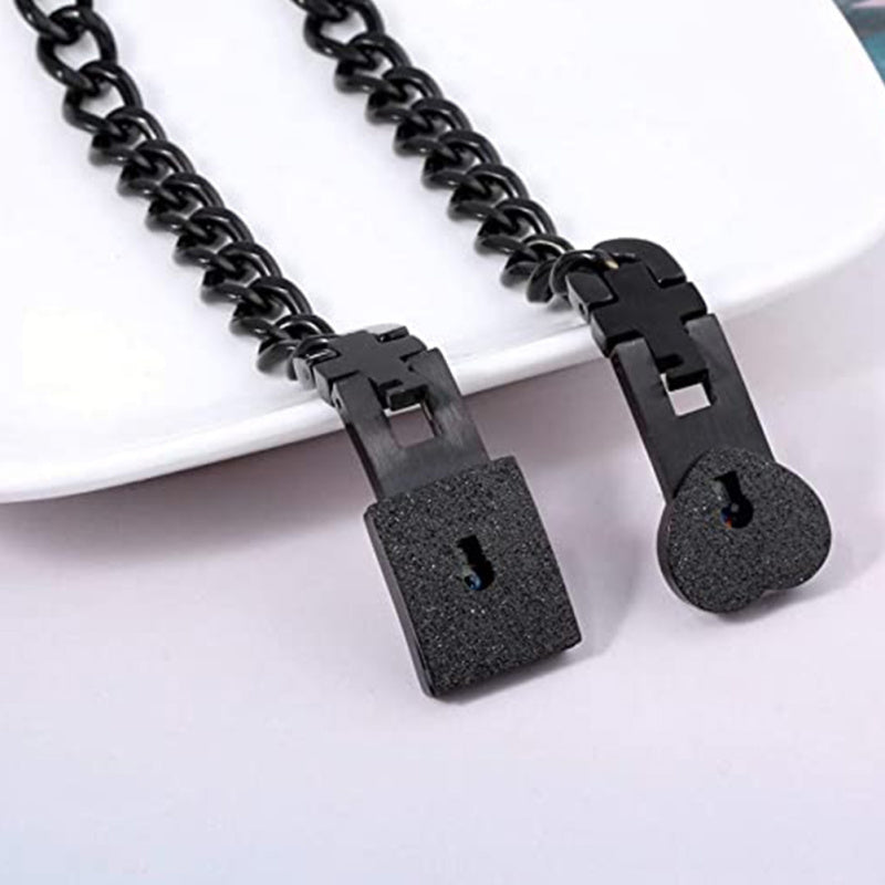 Couples Lock & Key Bracelet Set in Stainless Steel for Him & Her | Matching Jewelry Gift for Boyfriend Girlfriend Anniversary Valentine's Da | Thomler