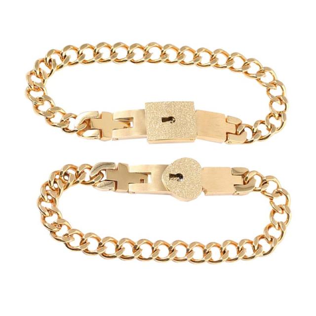 Couples Lock & Key Bracelet Set in Stainless Steel for Him & Her | Matching Jewelry Gift for Boyfriend Girlfriend Anniversary Valentine's Da | Thomler