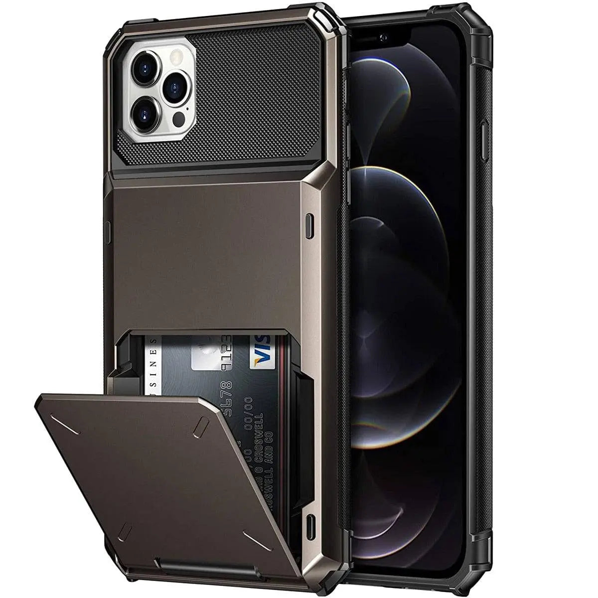 Armor Card Wallet iPhone Case with Military-Grade Protection | Black Mamba Shock-Absorbing Shell for iPhone X through 13 Series | Thomler