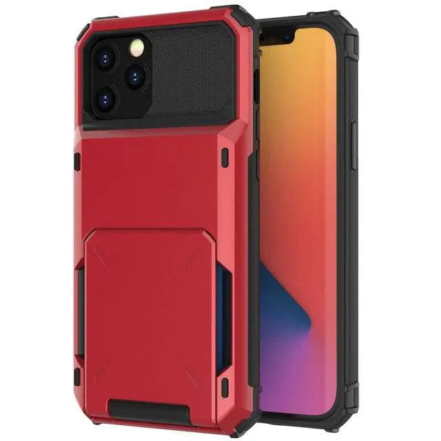Armor Card Wallet iPhone Case with Military-Grade Protection | Black Mamba Shock-Absorbing Shell for iPhone X through 13 Series | Thomler