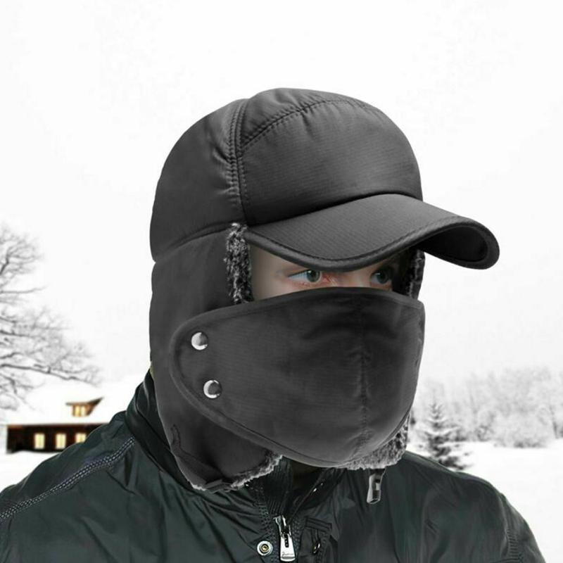 Fleece-Lined Trapper Hat with Detachable Face Mask – Windproof Full Coverage Winter Beanie for Skiing, Snowboarding & Cold Weather | Thomler