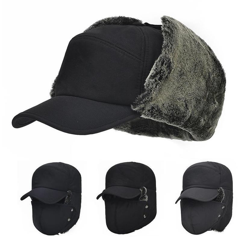 Fleece-Lined Trapper Hat with Detachable Face Mask – Windproof Full Coverage Winter Beanie for Skiing, Snowboarding & Cold Weather | Thomler
