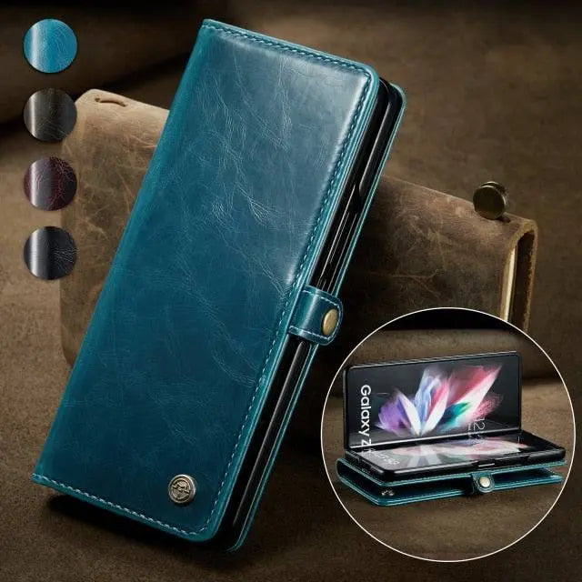 Folio Wallet Case for Samsung Galaxy Z Fold 3 – Genuine Leather Cover with Card Slots for Samsung Z Fold 3 5G – Full Protection Phone Pouch | Thomler