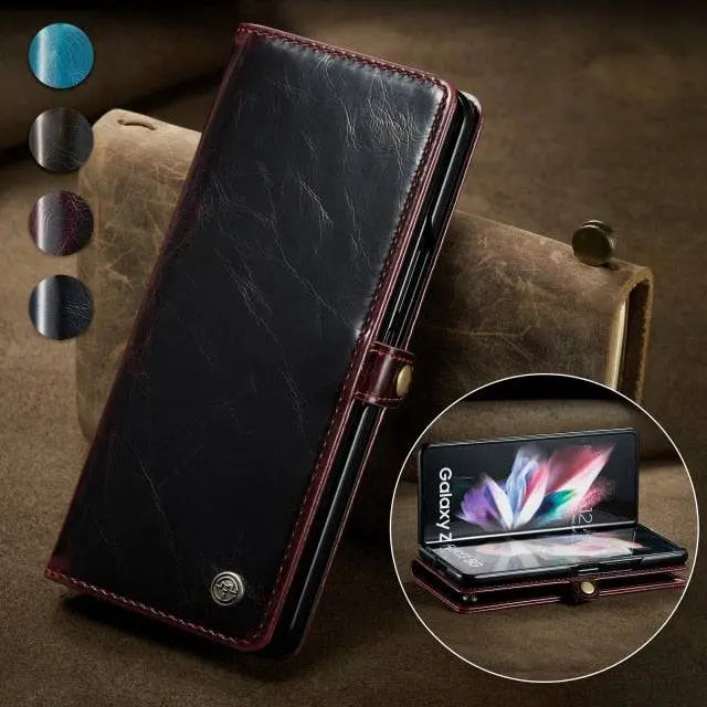 Folio Wallet Case for Samsung Galaxy Z Fold 3 – Genuine Leather Cover with Card Slots for Samsung Z Fold 3 5G – Full Protection Phone Pouch | Thomler