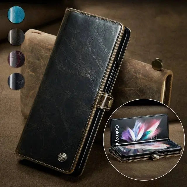 Folio Wallet Case for Samsung Galaxy Z Fold 3 – Genuine Leather Cover with Card Slots for Samsung Z Fold 3 5G – Full Protection Phone Pouch | Thomler