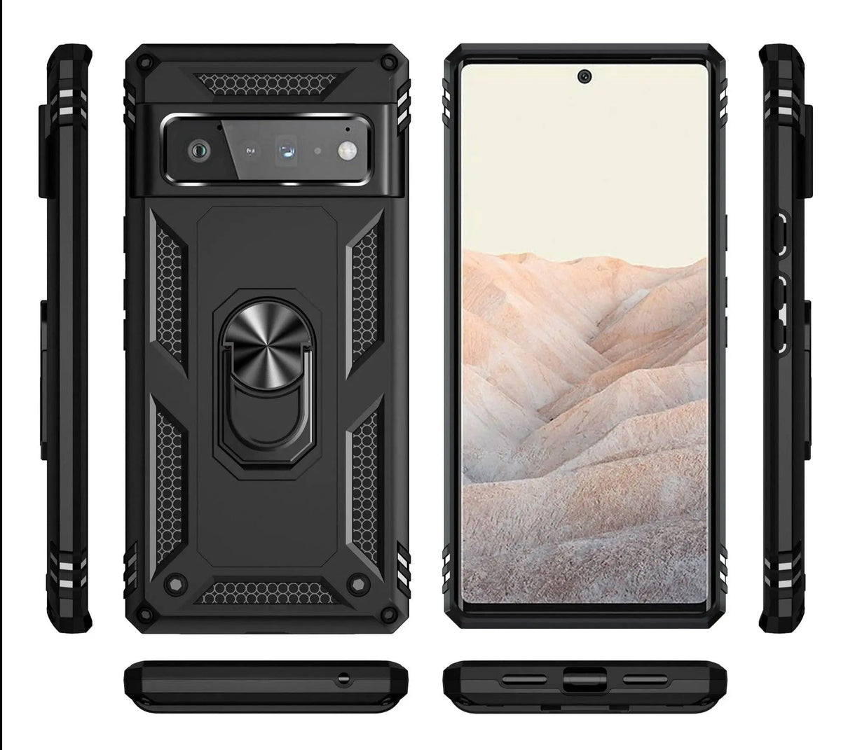 Reinforced Kickstand Phone Case for Google Pixel 6 & Pixel 6 Pro – 360° Rotating Ring Grip – Shockproof Hybrid Shell Cover | Thomler