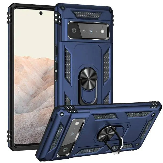 Reinforced Kickstand Phone Case for Google Pixel 6 & Pixel 6 Pro – 360° Rotating Ring Grip – Shockproof Hybrid Shell Cover | Thomler