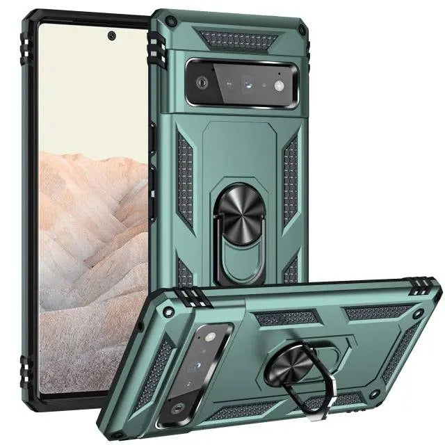 Reinforced Kickstand Phone Case for Google Pixel 6 & Pixel 6 Pro – 360° Rotating Ring Grip – Shockproof Hybrid Shell Cover | Thomler