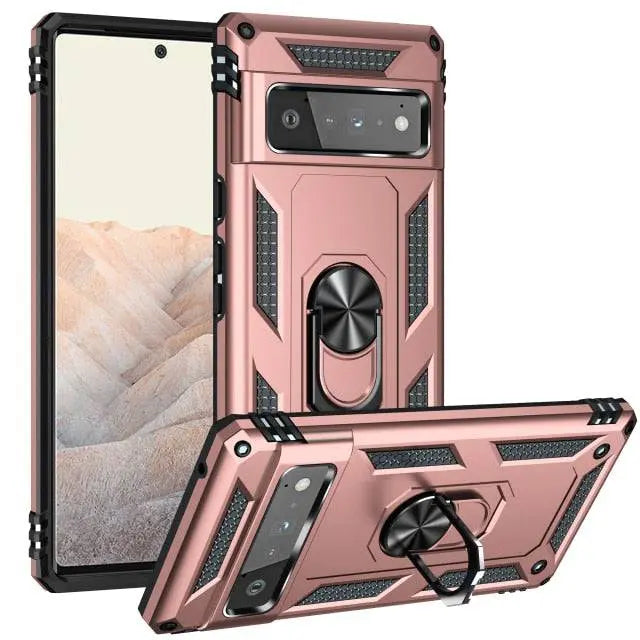Reinforced Kickstand Phone Case for Google Pixel 6 & Pixel 6 Pro – 360° Rotating Ring Grip – Shockproof Hybrid Shell Cover | Thomler