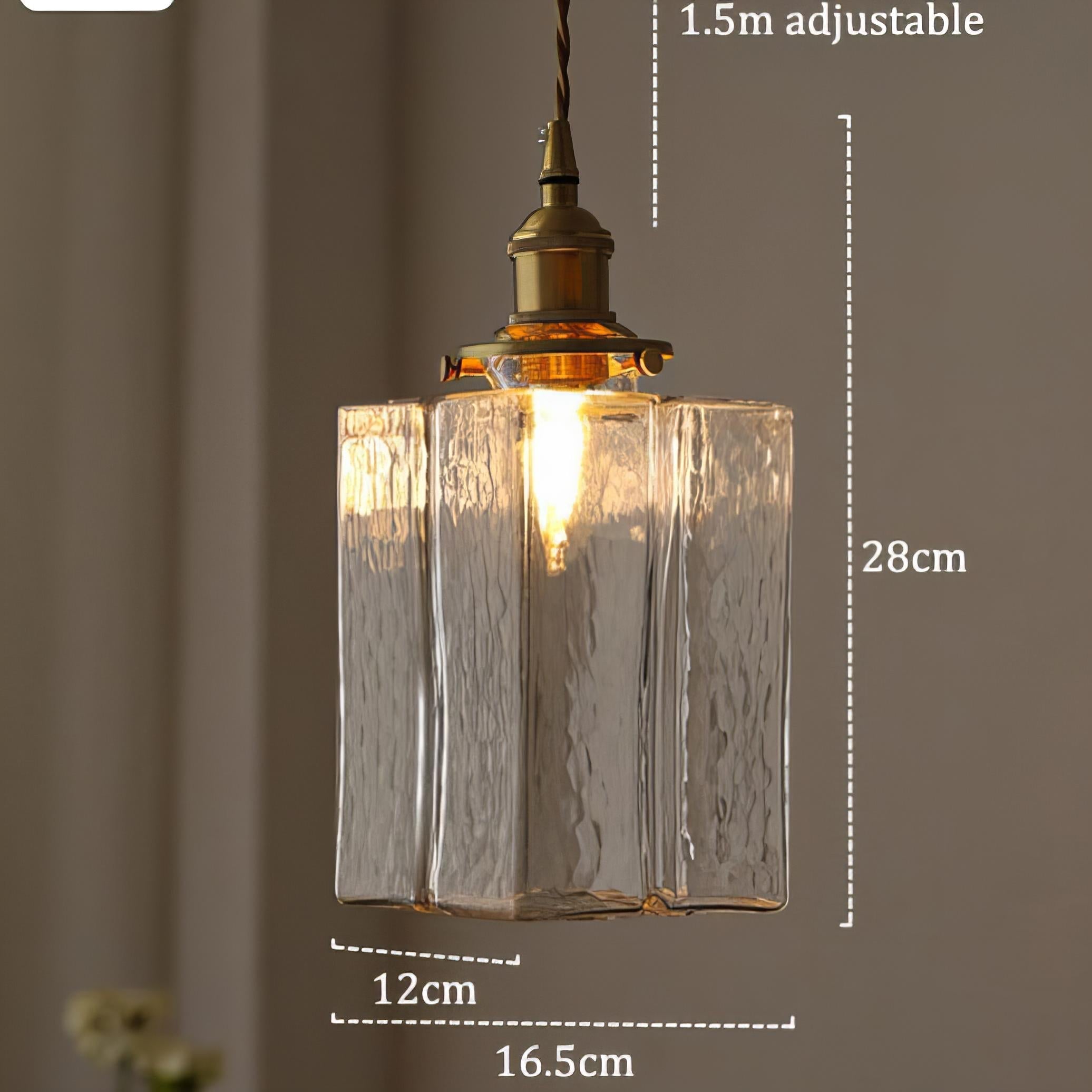 Pendant Light Glass 25.0 cm Transparent Brass Dining Room Kitchen Island Ceiling Lamp | Thomler