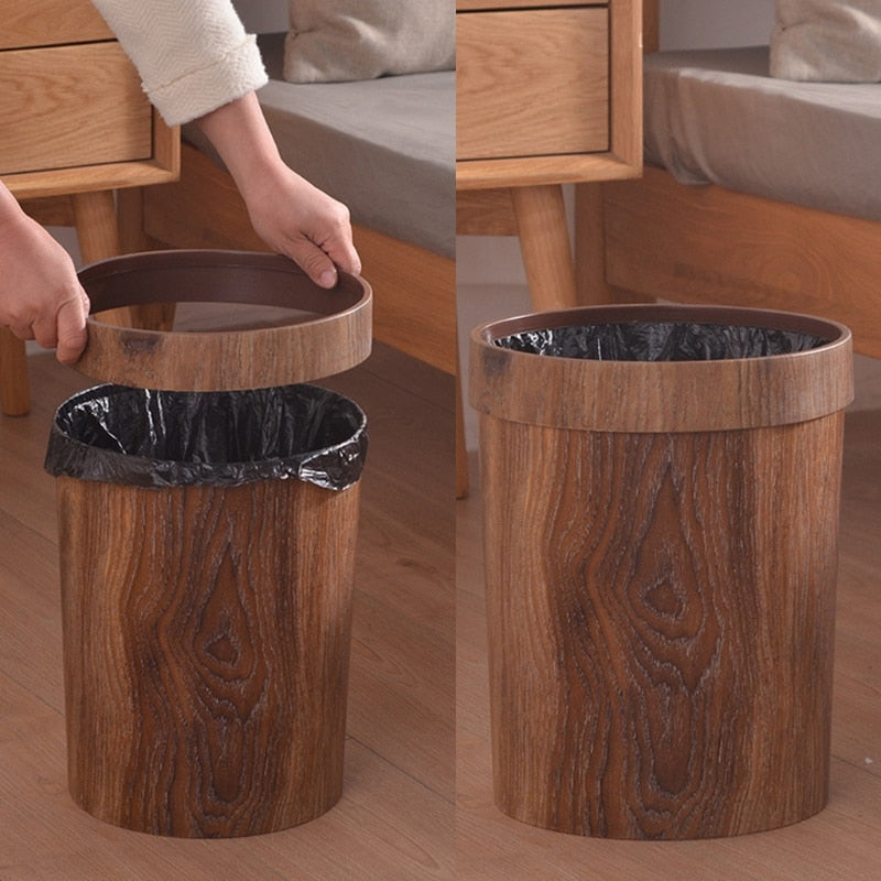 Wooden Waste Basket with Lid – Scandinavian Trash Can for Kitchen Bathroom Office | Thomler