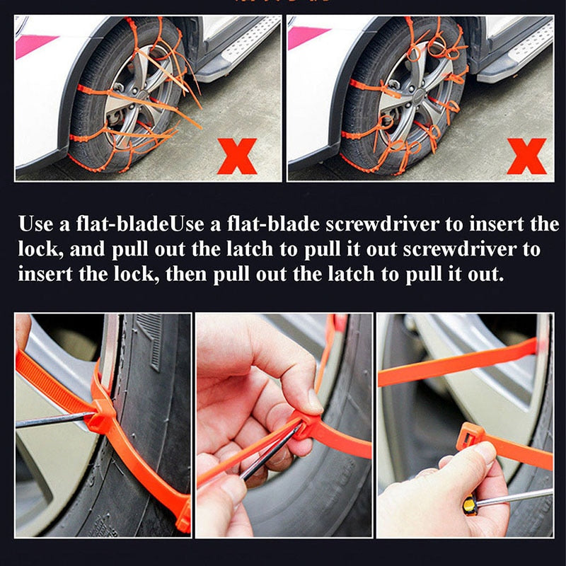 Emergency Tire Traction Straps for Snow, Ice & Mud – Universal Fit Anti-Slip Car Chains for Winter Driving | Thomler