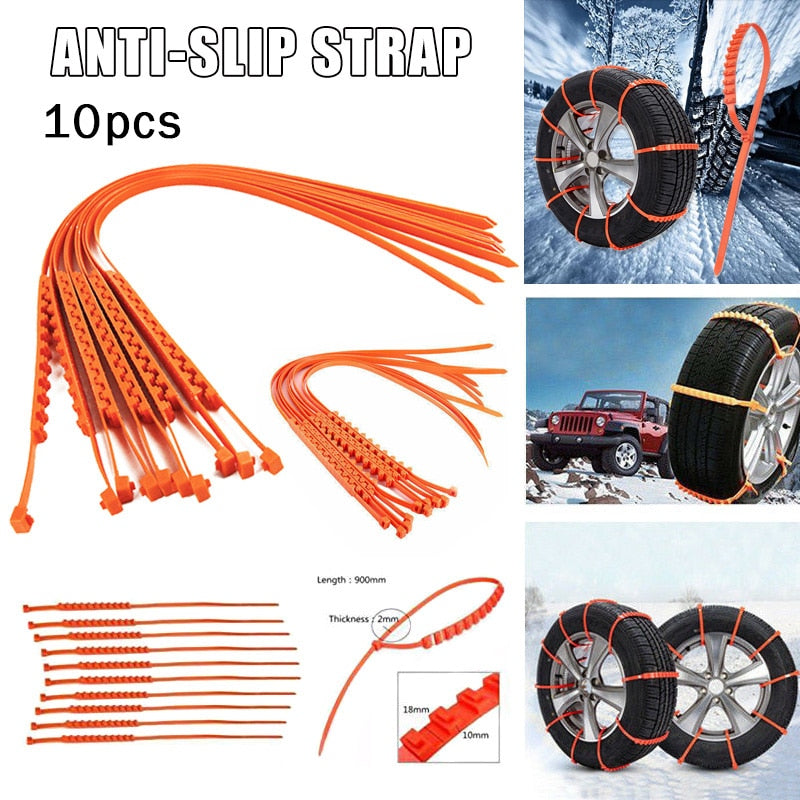 Emergency Tire Traction Straps for Snow, Ice & Mud – Universal Fit Anti-Slip Car Chains for Winter Driving | Thomler