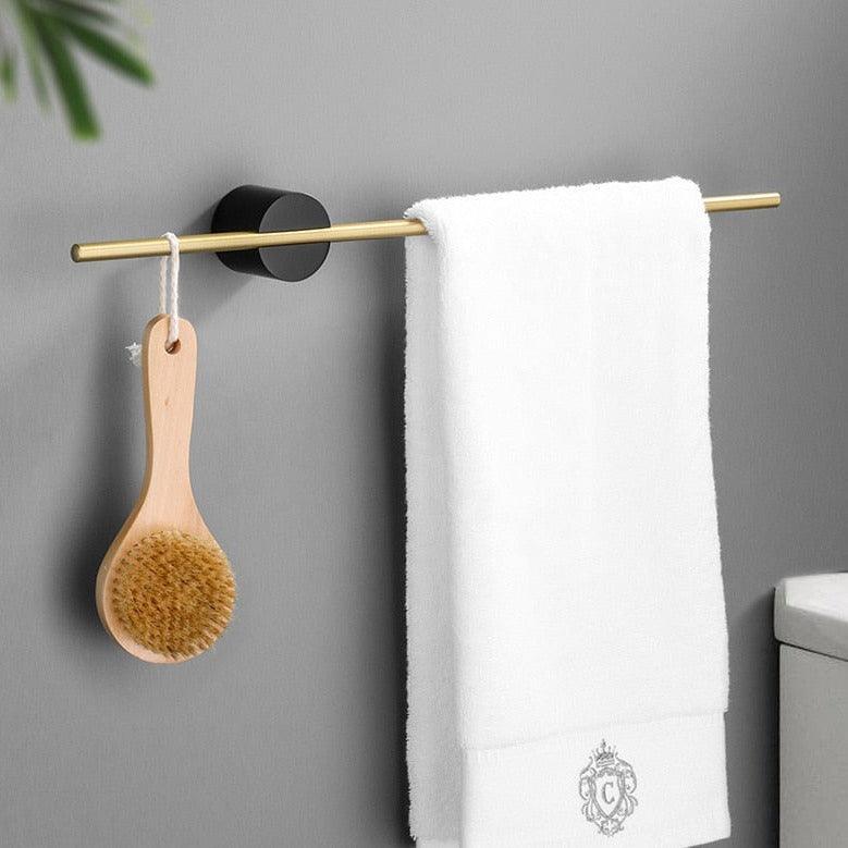 Adjustable Towel Bar Rack with Brushed Aluminum Finish for Modern Bathrooms | Wall-Mounted Storage Organizer | Thomler