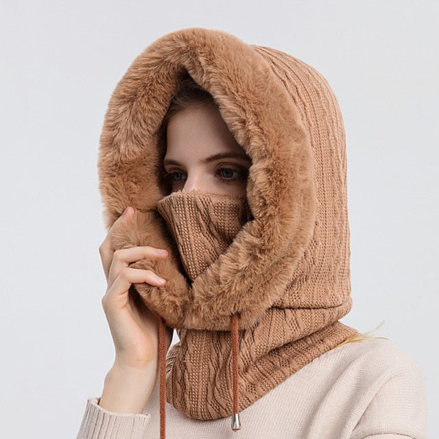 Insulated Winter Hood Hat with Visor – Fleece-Lined Stretch-Fit Beanie for Cold Weather | Thomler
