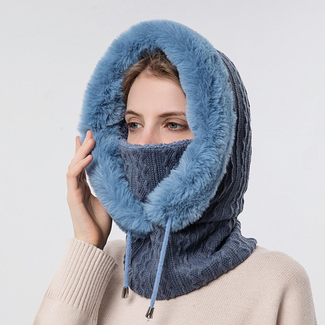 Insulated Winter Hood Hat with Visor – Fleece-Lined Stretch-Fit Beanie for Cold Weather | Thomler