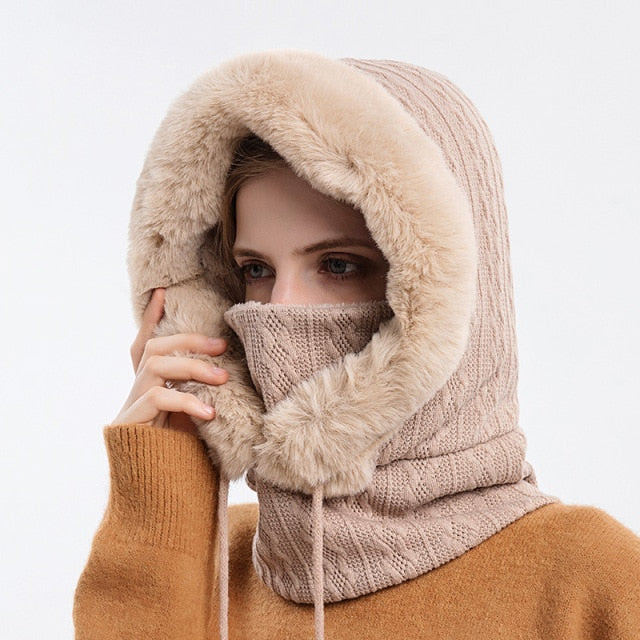 Insulated Winter Hood Hat with Visor – Fleece-Lined Stretch-Fit Beanie for Cold Weather | Thomler
