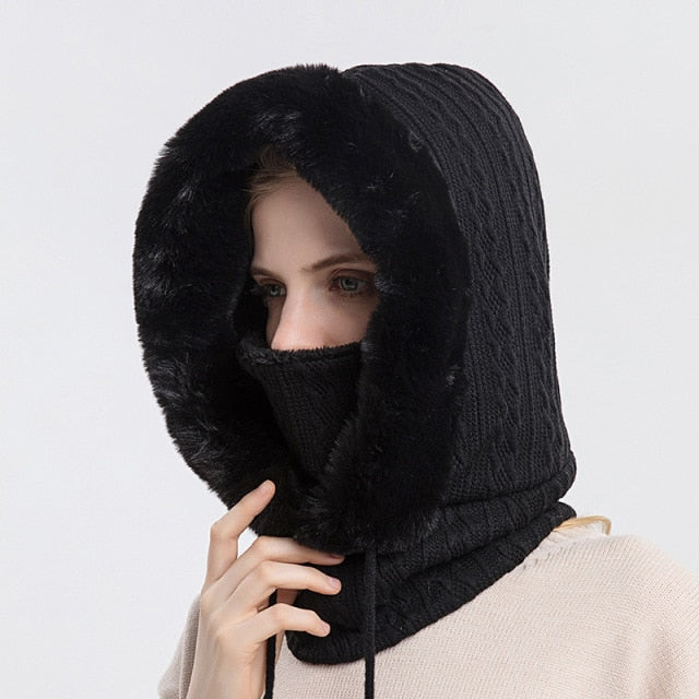 Insulated Winter Hood Hat with Visor – Fleece-Lined Stretch-Fit Beanie for Cold Weather | Thomler