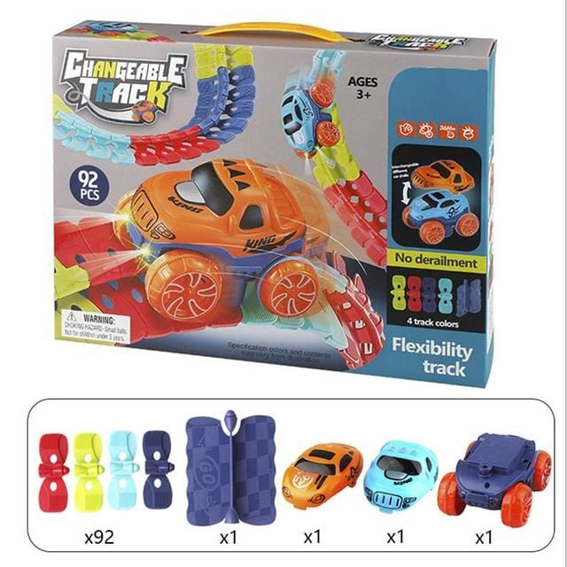 Flexible Magnetic Race Track Set with Glow-in-the-Dark Car for Kids | Educational STEM Building Toy | Thomler