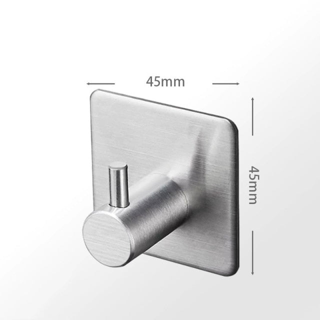 Wall Hook Stainless Steel Self Adhesive Black Bathroom Kitchen Towel Key Holder No Drill Minimalist Storage Organiser | Thomler